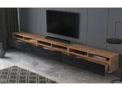 Meuble TV - 3x100 Cm - Chêne Wotan / Noir Brillant - REDNAW 9 Meuble TV - 3x100 Cm - Chêne Wotan / Noir Brillant - REDNAW -Deco.fr Soldes Boutique meuble tv 14034223