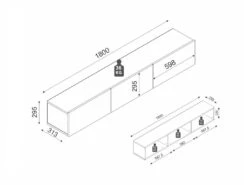 Meuble TV Suspendu Avec 3 Portes - Effet Marbre Noir - VIKILA -Deco.fr Soldes Boutique meuble tv 14111139