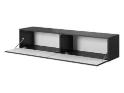 Meuble TV 140 Cm Noir Avec Façade Fraisée - VELDIO -Deco.fr Soldes Boutique meuble tv 14111533