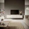 Meuble TV 175 Cm Blanc Avec Façade Fraisée - VELDIO 10 Meuble TV 175 Cm Blanc Avec Façade Fraisée - VELDIO -Deco.fr Soldes Boutique meuble tv 14111535