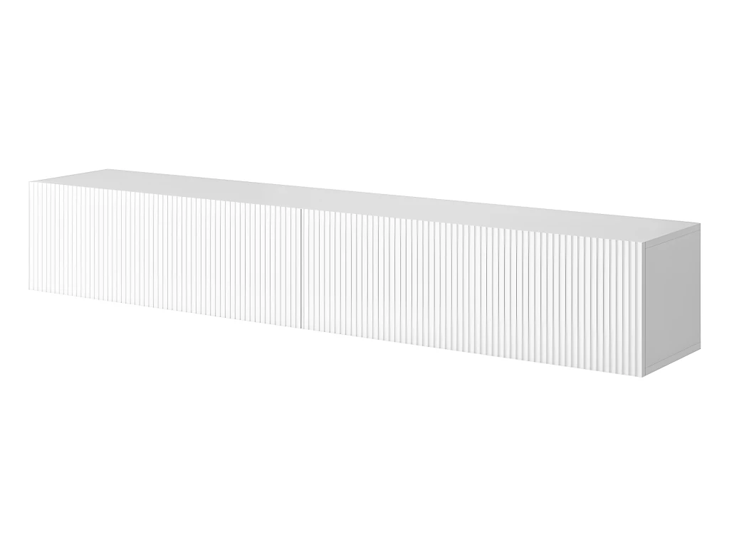 Meuble TV 175 Cm Blanc Avec Façade Fraisée - VELDIO 4 Meuble TV 175 Cm Blanc Avec Façade Fraisée - VELDIO – Image 4