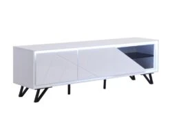 Meuble TV 3 Portes Avec LEDs En MDF - Blanc Laqué - SALIANO 16 Meuble TV 3 Portes Avec LEDs En MDF - Blanc Laqué - SALIANO -Deco.fr Soldes Boutique meuble tv 14212635