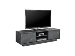Meuble TV 2 Portes 2 Niches Marbre Noir - BURANO