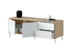 Meuble TV 2 Portes Et 2 Tiroirs Brooklyn - L130 Cm -Deco.fr Soldes Boutique meuble tv 14651097