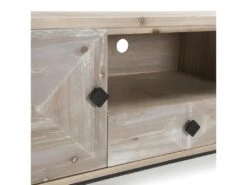 ANDRO - Meuble TV Beige Scandi 2 Portes 1 Tiroir 1 Niche Pieds Noirs -Deco.fr Soldes Boutique meuble tv 14651355