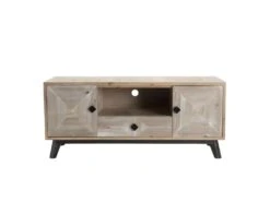 ANDRO - Meuble TV Beige Scandi 2 Portes 1 Tiroir 1 Niche Pieds Noirs -Deco.fr Soldes Boutique meuble tv 14651359
