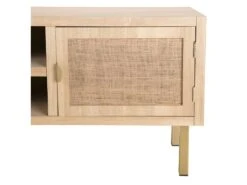 ADELE - Meuble TV 2 Niches 2 Portes Toile De Jute Pieds Métal Doré -Deco.fr Soldes Boutique meuble tv 14651605