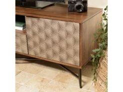 ALIX - Meuble TV En Bois De Manguier 2 Portes 1 Tiroir Motifs Ethniques -Deco.fr Soldes Boutique meuble tv 14667127