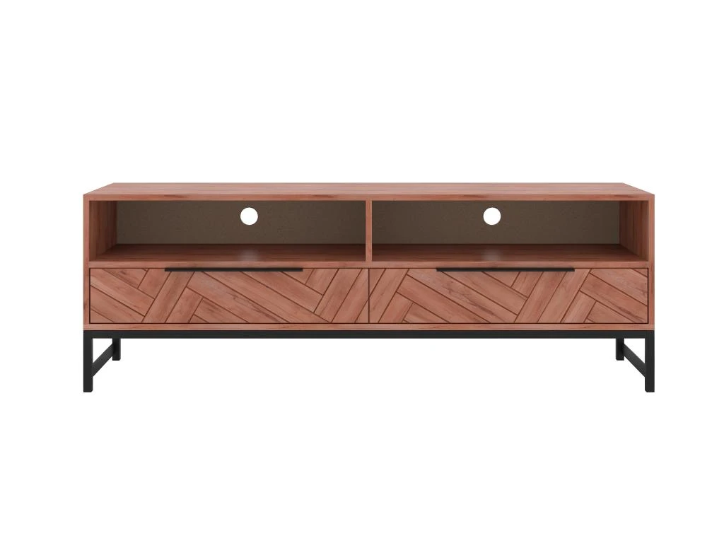 Meuble TV 2 Tiroirs Et 2 Niches - Bois D'acacia Et Métal - Naturel Et Noir - VEDILA 3 Meuble TV 2 Tiroirs Et 2 Niches - Bois D'acacia Et Métal - Naturel Et Noir - VEDILA – Image 3