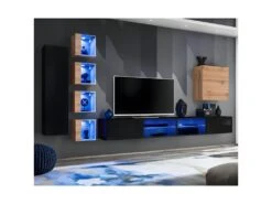 Ensemble Meuble TV "Switch XXVI" 320cm Noir & Naturel