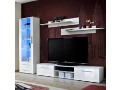 Ensemble Meuble TV & Bibliothèque "Galino II White" 250cm Blanc