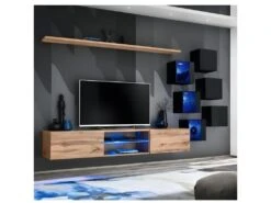 Ensemble Meuble TV "Switch XXI" 260cm Naturel & Noir