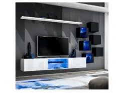 Ensemble Meuble TV "Switch XXI" 260cm Blanc & Noir
