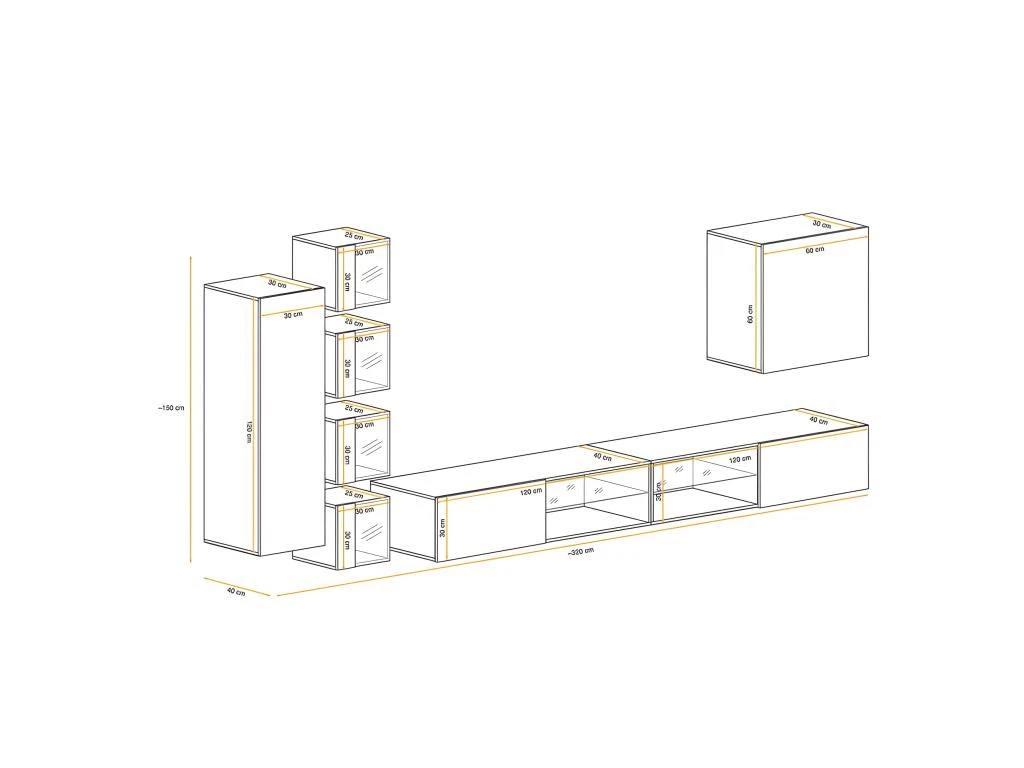 Ensemble Meuble TV "Switch XXVI" 320cm Naturel & Blanc 3 Ensemble Meuble TV "Switch XXVI" 320cm Naturel & Blanc – Image 3