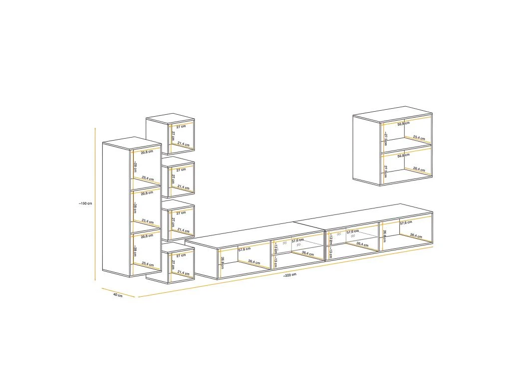 Ensemble Meuble TV "Switch XXVI" 320cm Naturel & Blanc 4 Ensemble Meuble TV "Switch XXVI" 320cm Naturel & Blanc – Image 4