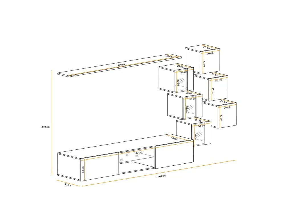 Ensemble Meuble TV "Switch XXI" 260cm Noir & Gris 3 Ensemble Meuble TV "Switch XXI" 260cm Noir & Gris – Image 3