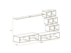 Ensemble Meuble TV "Switch XXIV" 250cm Blanc & Naturel -Deco.fr Soldes Boutique meuble tv 15863349