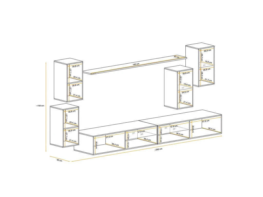 Ensemble Meuble TV "Switch XXV" 280cm Naturel & Blanc 4 Ensemble Meuble TV "Switch XXV" 280cm Naturel & Blanc – Image 4
