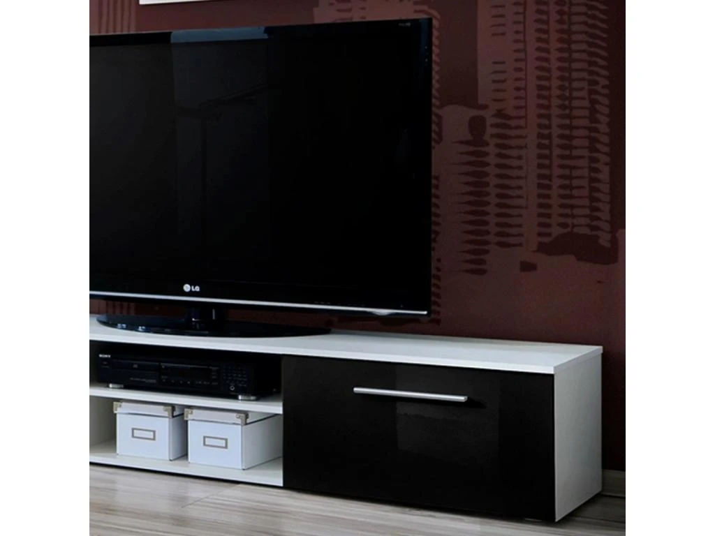 Ensemble Meuble TV & Bibliothèque "Galino I White" 250cm Noir & Blanc 3 Ensemble Meuble TV & Bibliothèque "Galino I White" 250cm Noir & Blanc – Image 3