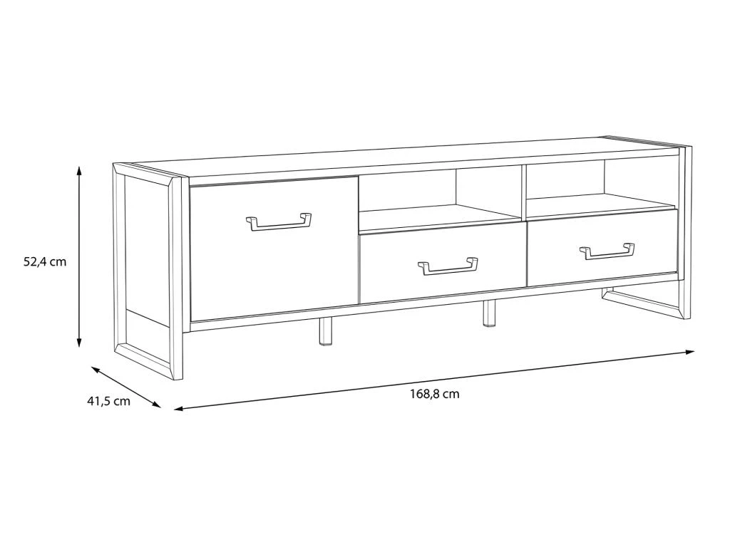 Meuble TV 1 Porte 2 Tiroirs Décor Bois Recyclé Et Métal Noir - APACHE 4 Meuble TV 1 Porte 2 Tiroirs Décor Bois Recyclé Et Métal Noir - APACHE – Image 4