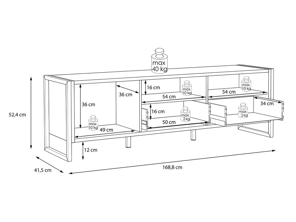 Meuble TV 1 Porte 2 Tiroirs Décor Bois Recyclé Et Métal Noir - APACHE 5 Meuble TV 1 Porte 2 Tiroirs Décor Bois Recyclé Et Métal Noir - APACHE – Image 5