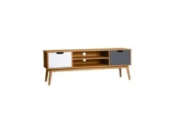 Meuble TV 2 Niches 2 Portes Gris/Blanc/Bois - ENJOY -Deco.fr Soldes Boutique meuble tv 17629497