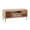 Meuble TV 1 Porte 1 Niche 3 Tiroirs Bois/Rotin - BISCUIT -Deco.fr Soldes Boutique meuble tv 17630051