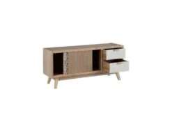 Meuble TV 2 Portes 2 Tiroirs Bois/Blanc - HACHI -Deco.fr Soldes Boutique meuble tv 17630343