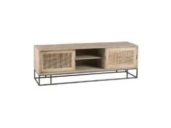 Meuble TV 3 Portes Coulissantes En Rotin - DALIA -Deco.fr Soldes Boutique meuble tv 17789687