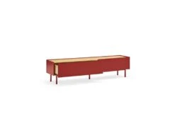 Meuble TV 2 Tiroirs 1 Abattant Rouge/Chêne - TEULAT ARISTA 9 Meuble TV 2 Tiroirs 1 Abattant Rouge/Chêne - TEULAT ARISTA -Deco.fr Soldes Boutique meuble tv 17999547