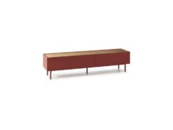 Meuble TV 2 Tiroirs 1 Abattant Rouge/Chêne - TEULAT ARISTA 11 Meuble TV 2 Tiroirs 1 Abattant Rouge/Chêne - TEULAT ARISTA -Deco.fr Soldes Boutique meuble tv 17999551