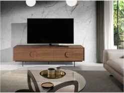Meuble TV En Bois De Noyer Et Acier Noir 3231 ANGEL CERDA -Deco.fr Soldes Boutique meuble tv 18430899
