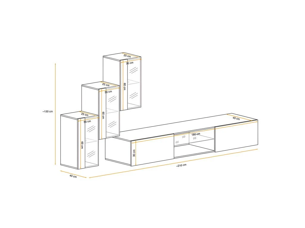 Ensemble Meuble TV "Switch XXII" 210cm Blanc & Noir 3 Ensemble Meuble TV "Switch XXII" 210cm Blanc & Noir – Image 3