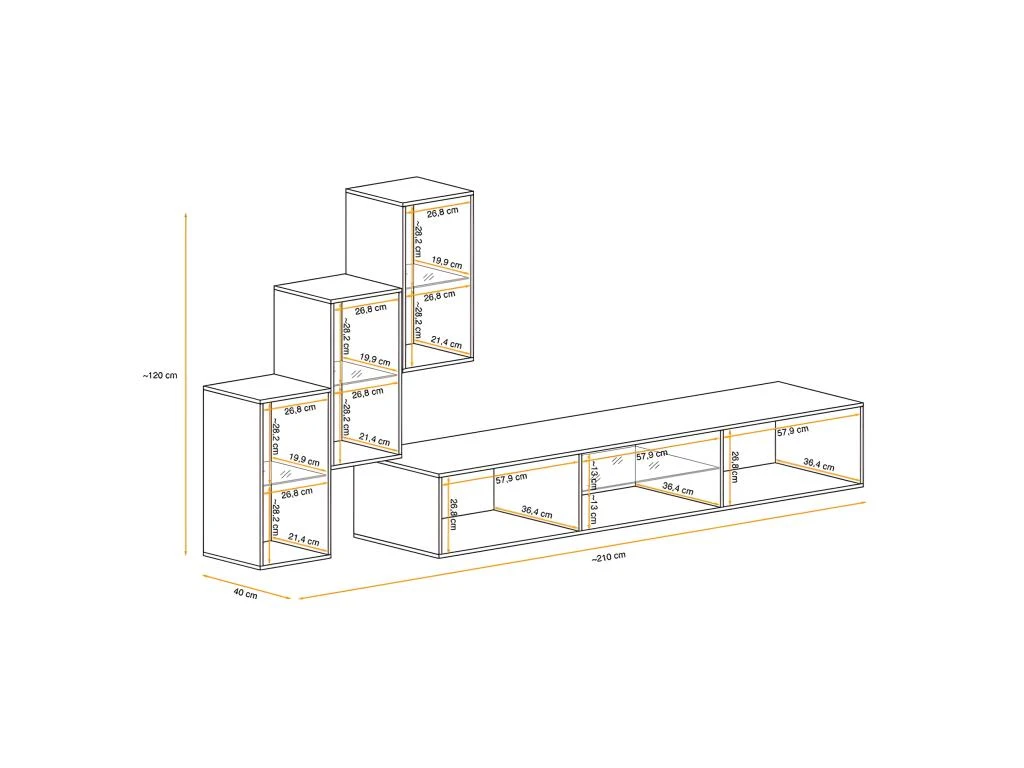 Ensemble Meuble TV "Switch XXII" 210cm Blanc & Noir 4 Ensemble Meuble TV "Switch XXII" 210cm Blanc & Noir – Image 4