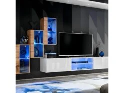 Ensemble Meuble TV "Switch XXII" 210cm Naturel & Blanc