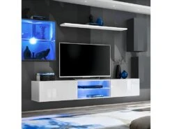 Ensemble Meuble TV "Switch XXIII" 250cm Gris & Blanc