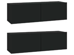 Meubles TV Muraux 2 Pcs Noir 100x30x30 Cm Bois D'ingénierie -Deco.fr Soldes Boutique meuble tv 18783671