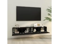Meubles TV Muraux 2 Pcs Noir 100x30x30 Cm Bois D'ingénierie -Deco.fr Soldes Boutique meuble tv 18783673