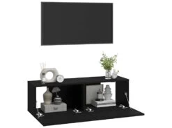 Meubles TV Muraux 2 Pcs Noir 100x30x30 Cm Bois D'ingénierie -Deco.fr Soldes Boutique meuble tv 18783675