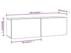 Meubles TV Muraux 2 Pcs Noir 100x30x30 Cm Bois D'ingénierie -Deco.fr Soldes Boutique meuble tv 18783685