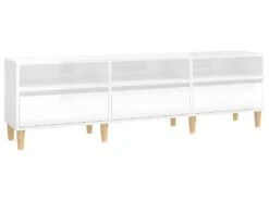 Meuble TV Blanc Brillant 150x30x44,5 Cm Bois D'ingénierie -Deco.fr Soldes Boutique meuble tv 18911029