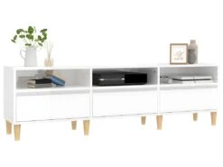 Meuble TV Blanc Brillant 150x30x44,5 Cm Bois D'ingénierie -Deco.fr Soldes Boutique meuble tv 18911033