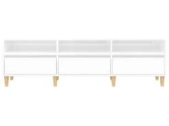 Meuble TV Blanc Brillant 150x30x44,5 Cm Bois D'ingénierie -Deco.fr Soldes Boutique meuble tv 18911037