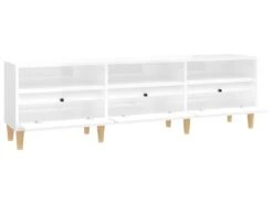 Meuble TV Blanc Brillant 150x30x44,5 Cm Bois D'ingénierie -Deco.fr Soldes Boutique meuble tv 18911039