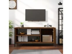 Meuble TV Chêne Marron 100x40x45 Cm Bois D'ingénierie -Deco.fr Soldes Boutique meuble tv 18911131