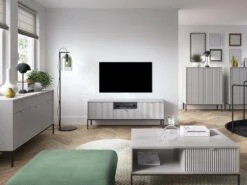 Meuble TV Avec 2 Portes, 1 Tiroir Et 1 Niche - Gris - LIOUBA De Pascal MORABITO -Deco.fr Soldes Boutique meuble tv 1898989