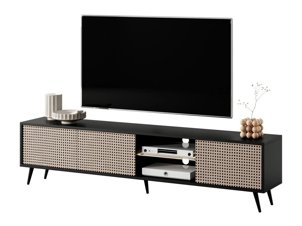 Meuble TV - 175 Cm - Motif Du Tressage Viennois, Pieds Noirs - Bello 2 Meuble TV - 175 Cm - Motif Du Tressage Viennois, Pieds Noirs - Bello – Image 2