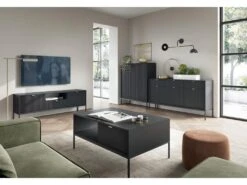 Meuble TV Avec 2 Portes, 1 Tiroir Et 1 Niche - Noir - LIOUBA De Pascal MORABITO 12 Meuble TV Avec 2 Portes, 1 Tiroir Et 1 Niche - Noir - LIOUBA De Pascal MORABITO -Deco.fr Soldes Boutique meuble tv 19208933