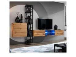 Ensemble Meuble TV Design "Switch VI" 270cm Naturel & Noir