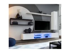 Ensemble Meuble TV Design "Switch IV" 300cm Blanc & Noir